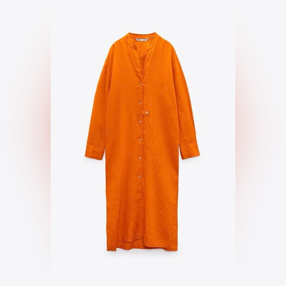 Zara Bright Orange Linen Shirt